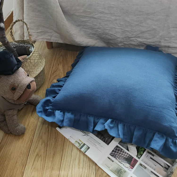 100% Pure Linen Ruffle Cushion Cover – Soft and Comfortable