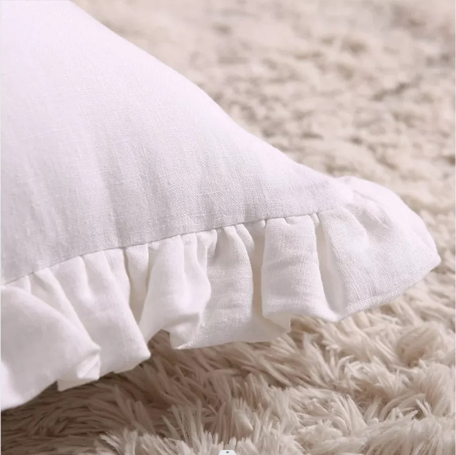 100% Pure Linen Ruffle Cushion Cover – Soft and Comfortable