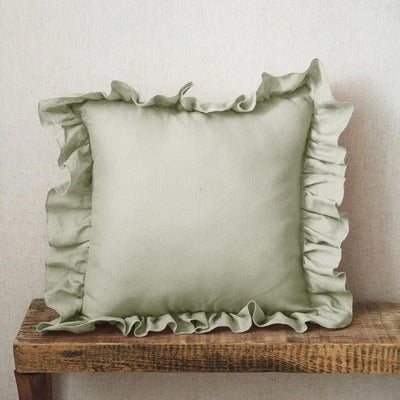 100% Pure Linen Ruffle Cushion Cover – Soft and Comfortable