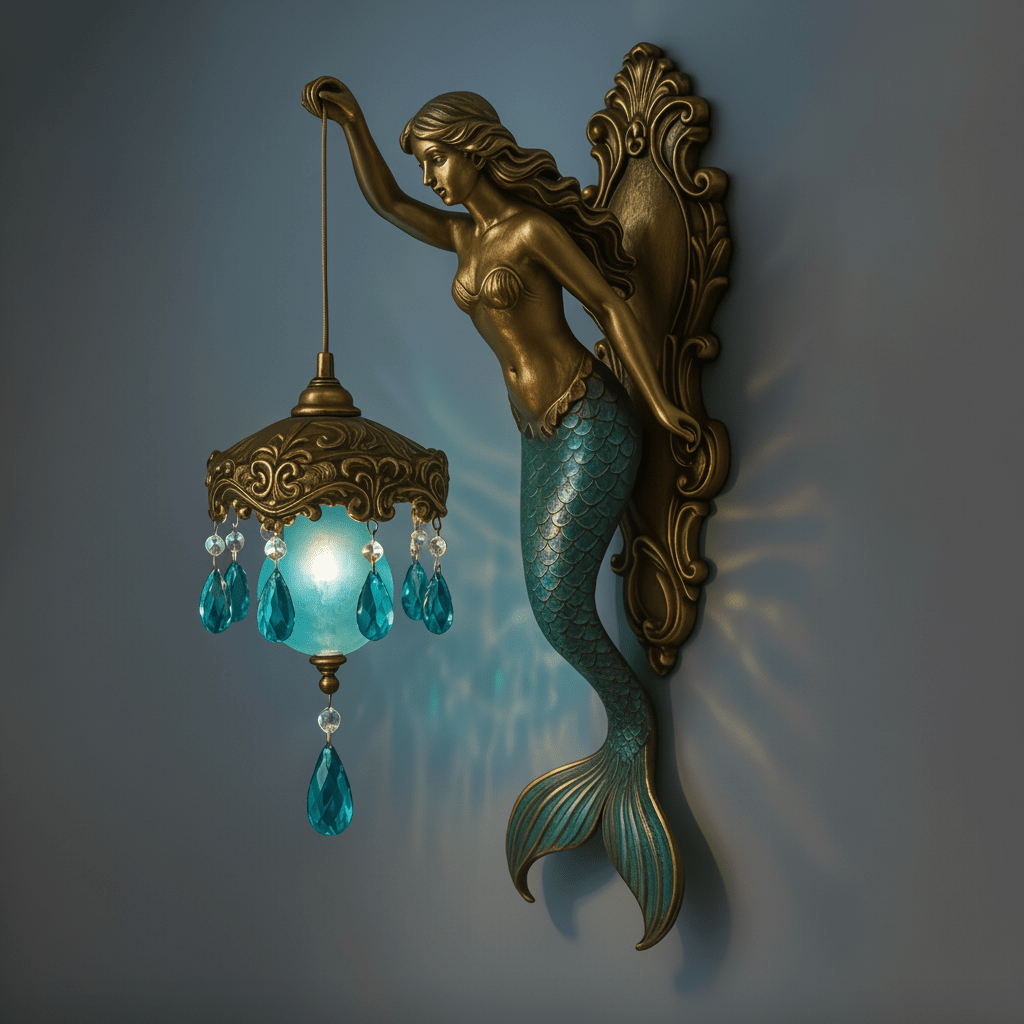 MARINAELLE - Vintage Aurelia Mermaid Wall Lamp Nautical Home Lighting