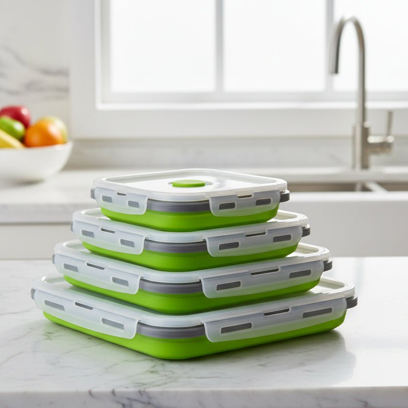 MEALSTACK – Collapsible Silicone Meal Prep Containers, Space-Saving Food Storage & Microwave Safe