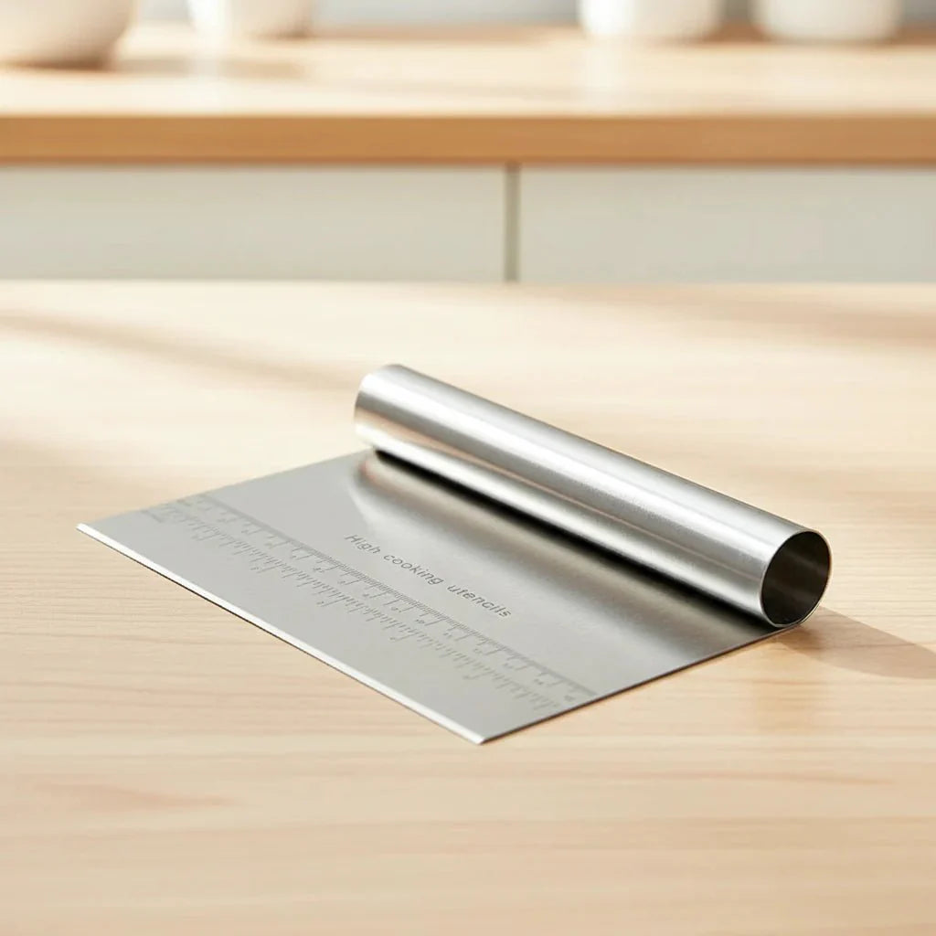 MEASURECHEF – Stainless Steel Pastry Spatula & Dough Scraper with Measurement Scale