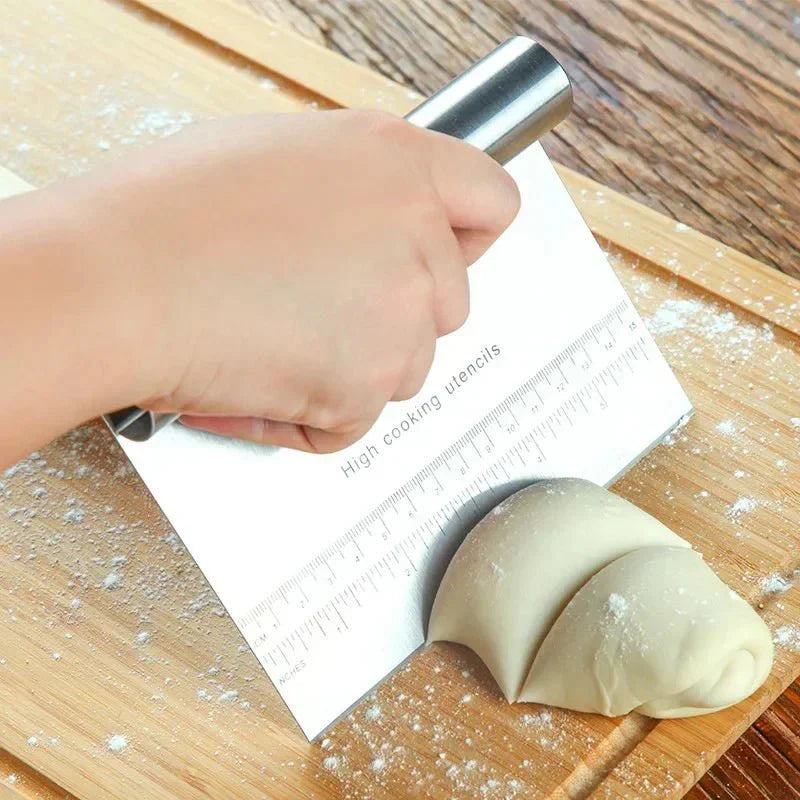 MEASURECHEF – Stainless Steel Pastry Spatula & Dough Scraper with Measurement Scale