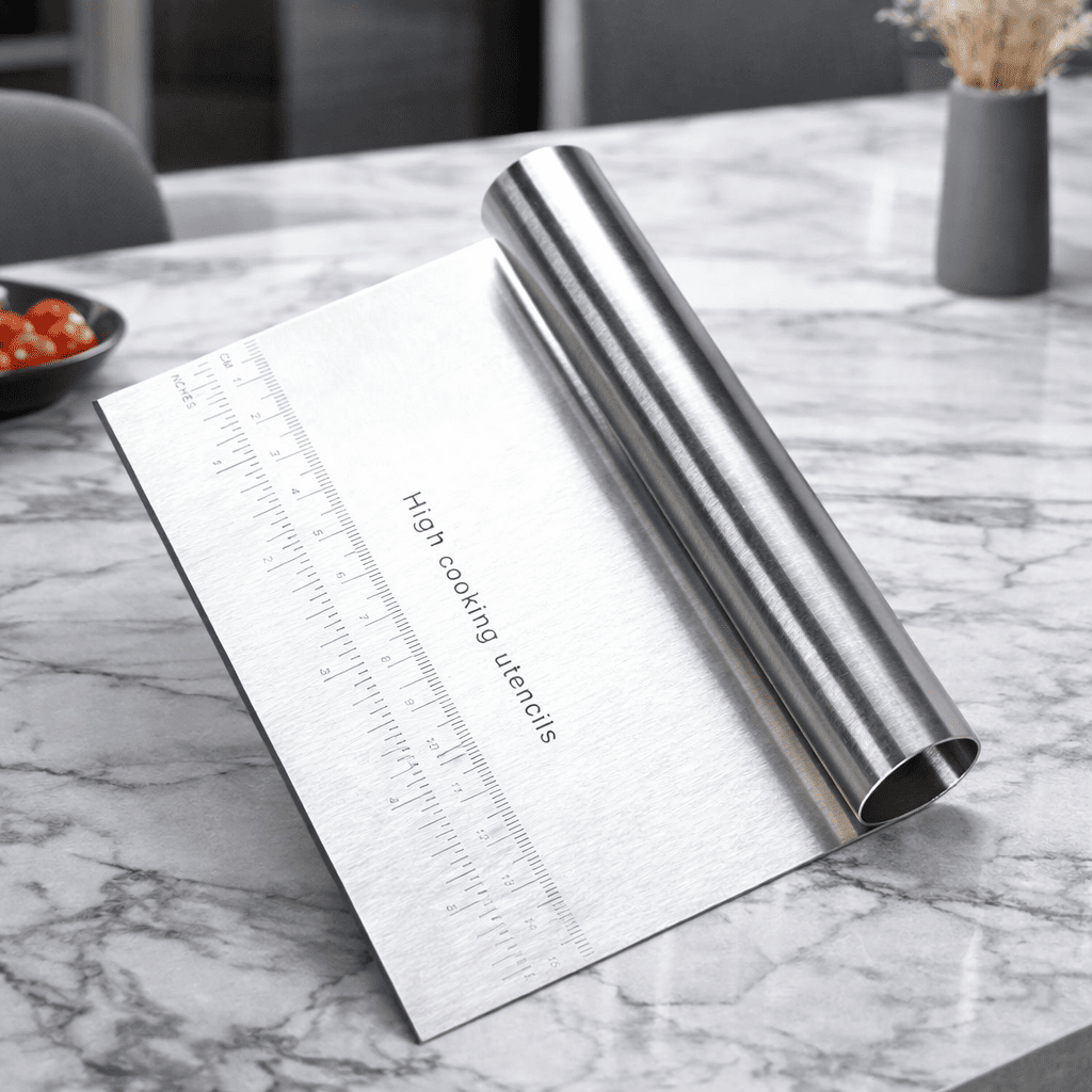 MEASURECHEF – Stainless Steel Pastry Spatula & Dough Scraper with Measurement Scale