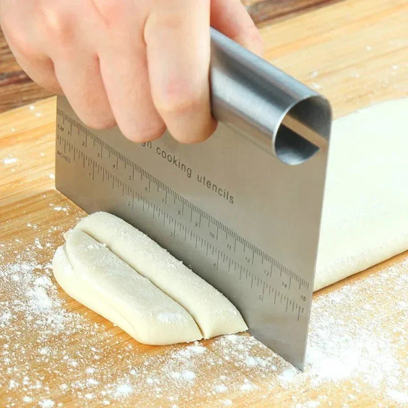 MEASURECHEF – Stainless Steel Pastry Spatula & Dough Scraper with Measurement Scale