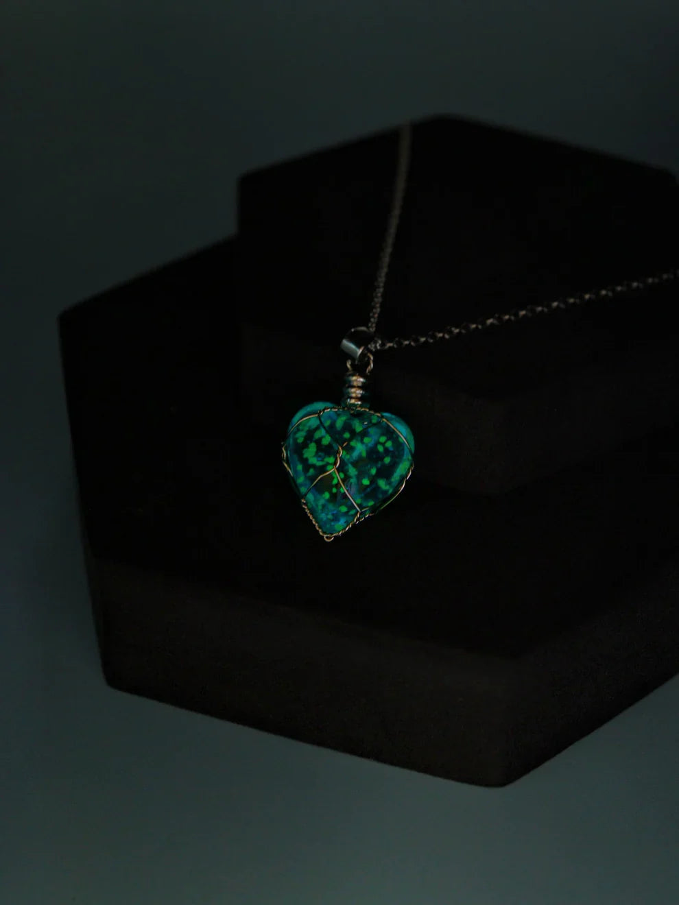 Lucky Charm Crystal Heart Necklace | Glowing Pendant with LED Light