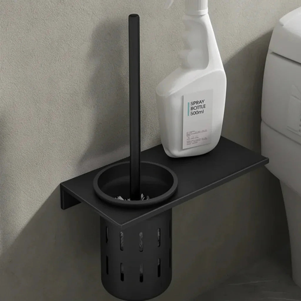 METALLUX LOO – Wall-Mounted Toilet Brush Set with Brushed Gold Finish