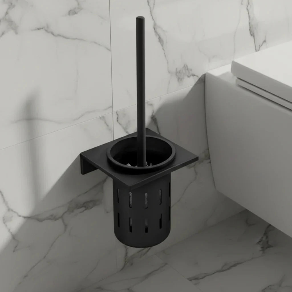 METALLUX LOO – Wall-Mounted Toilet Brush Set with Brushed Gold Finish