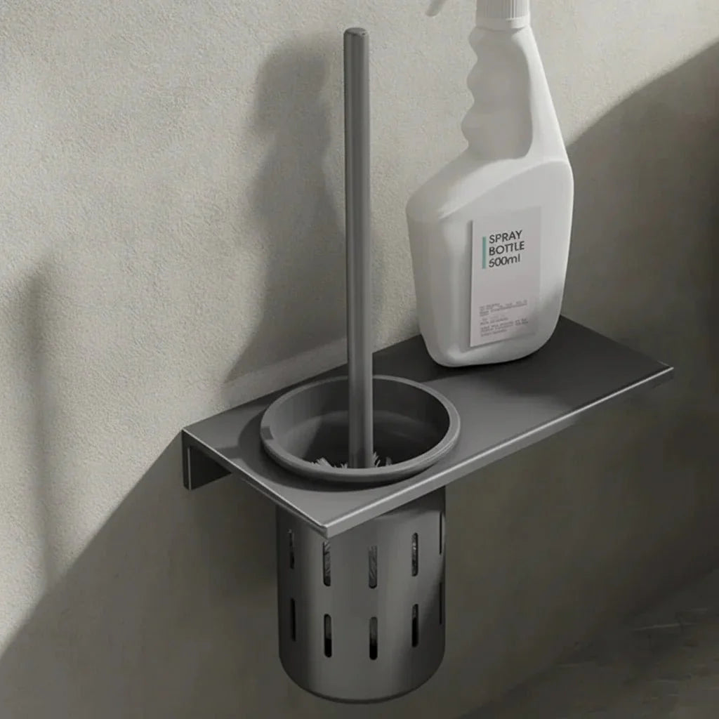 METALLUX LOO – Wall-Mounted Toilet Brush Set with Brushed Gold Finish