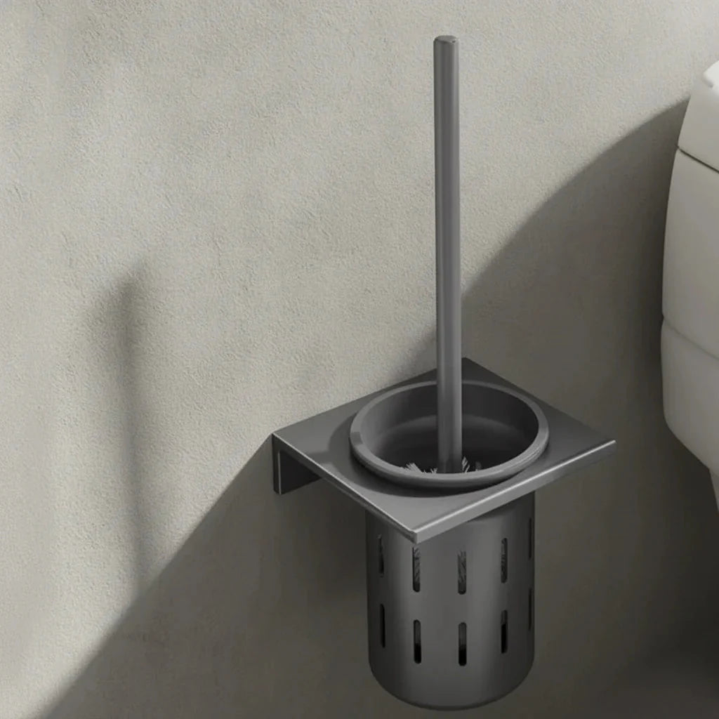 METALLUX LOO – Wall-Mounted Toilet Brush Set with Brushed Gold Finish