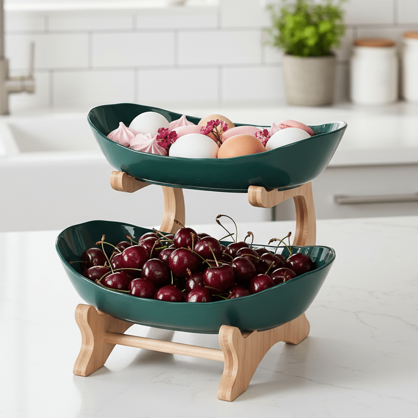 MODUWood – Multi-Tiered Wooden Fruit Bowl for Clean Modern Kitchen Storage