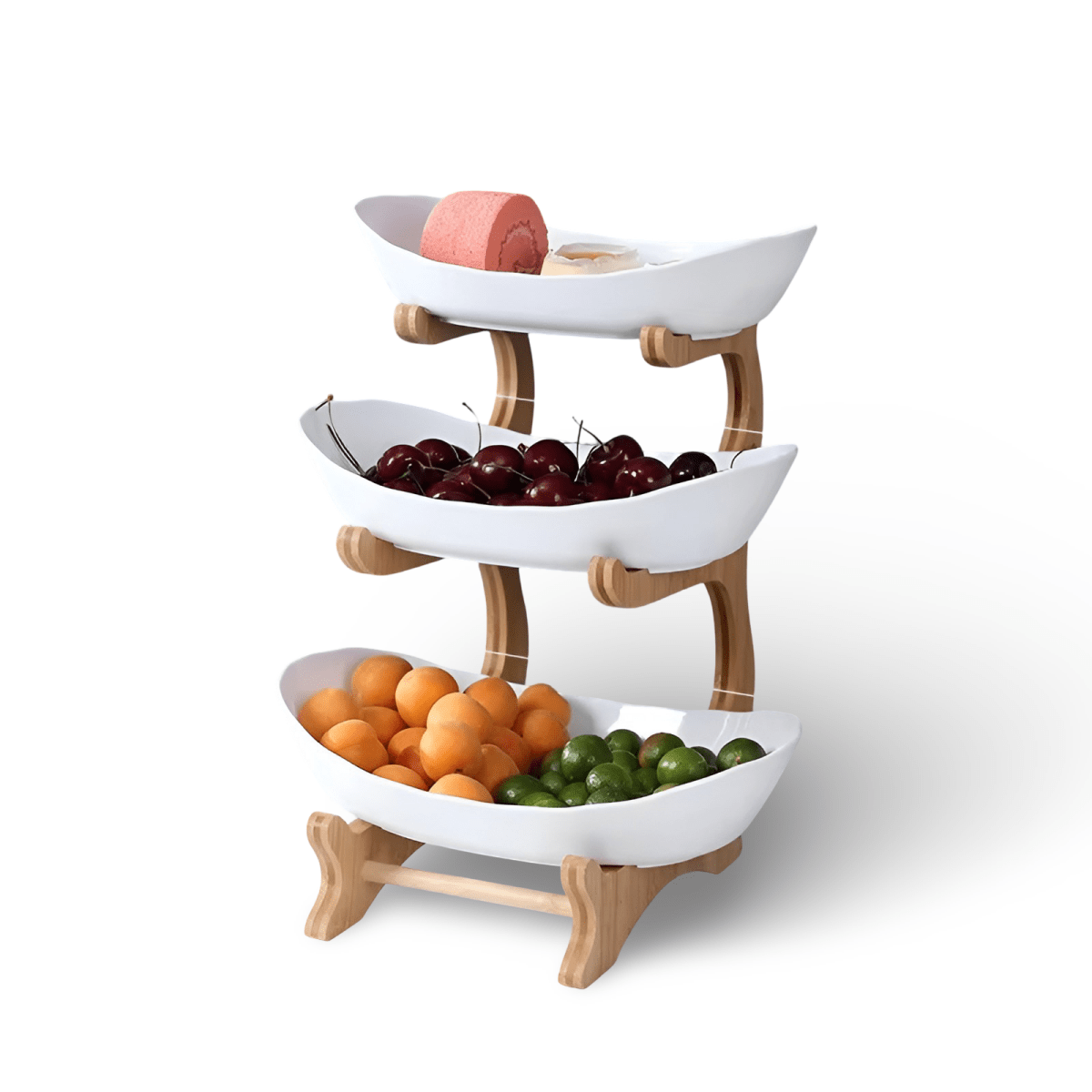 MODUWood – Multi-Tiered Wooden Fruit Bowl for Clean Modern Kitchen Storage