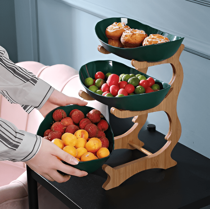 MODUWood – Multi-Tiered Wooden Fruit Bowl for Clean Modern Kitchen Storage
