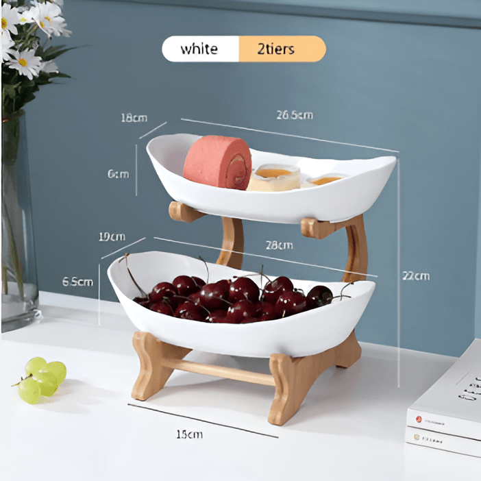 MODUWood – Multi-Tiered Wooden Fruit Bowl for Clean Modern Kitchen Storage