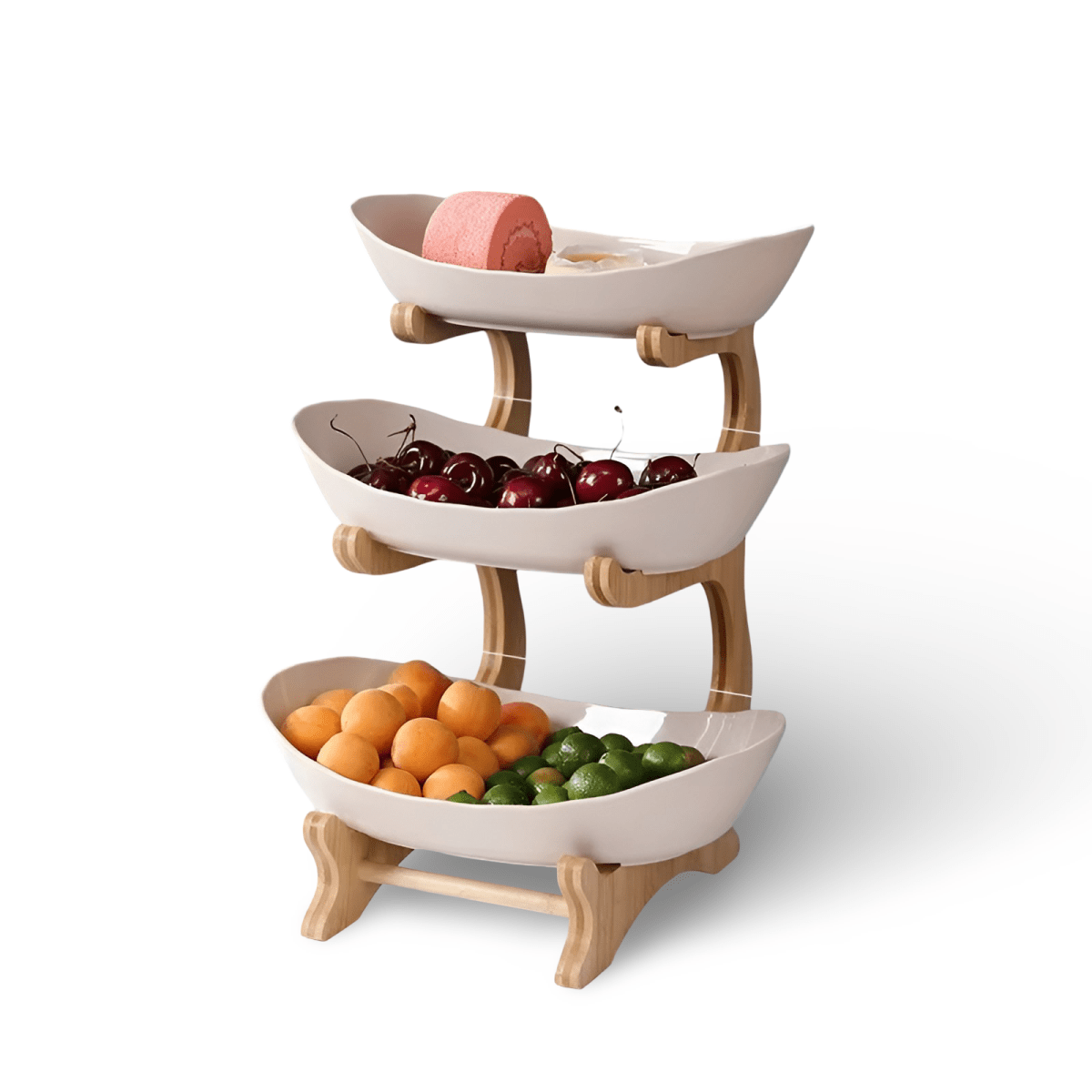 MODUWood – Multi-Tiered Wooden Fruit Bowl for Clean Modern Kitchen Storage