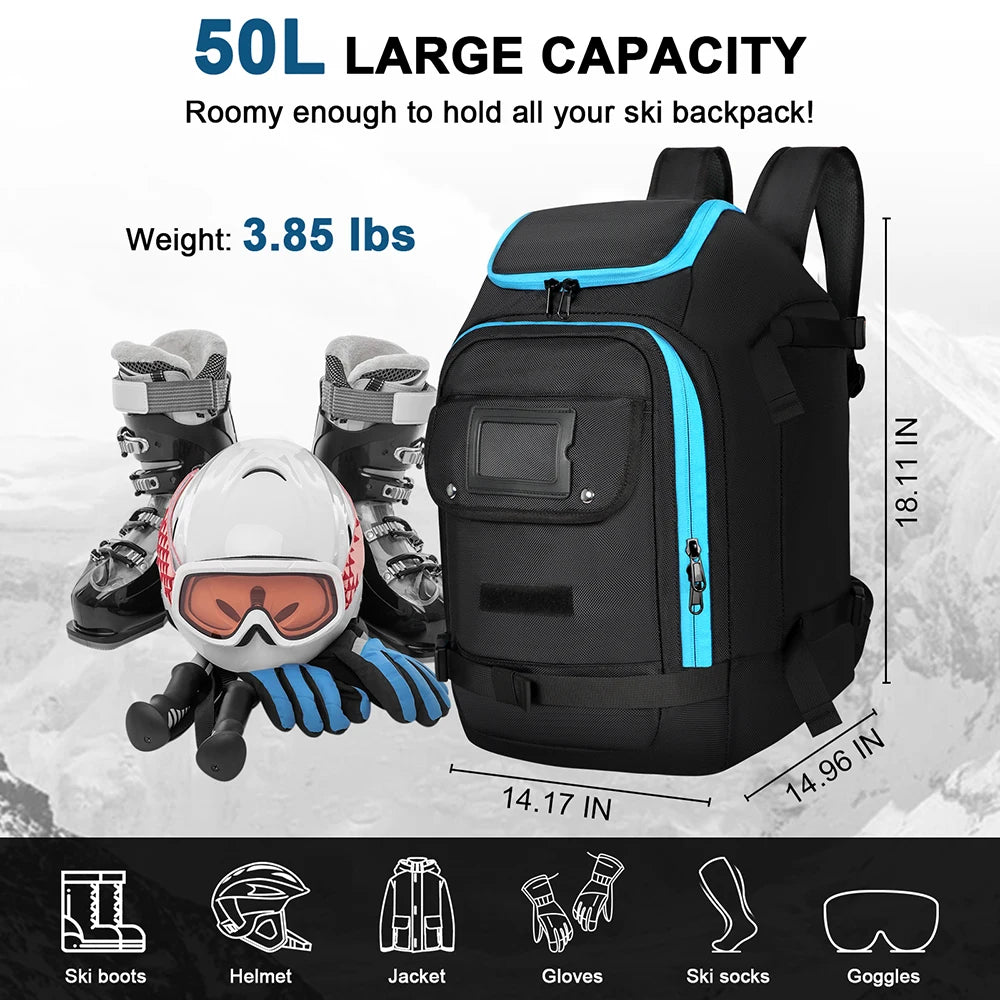 MOUNTAINLOAD – 50L Waterproof Ski Boot Backpack for Gear & Accessories