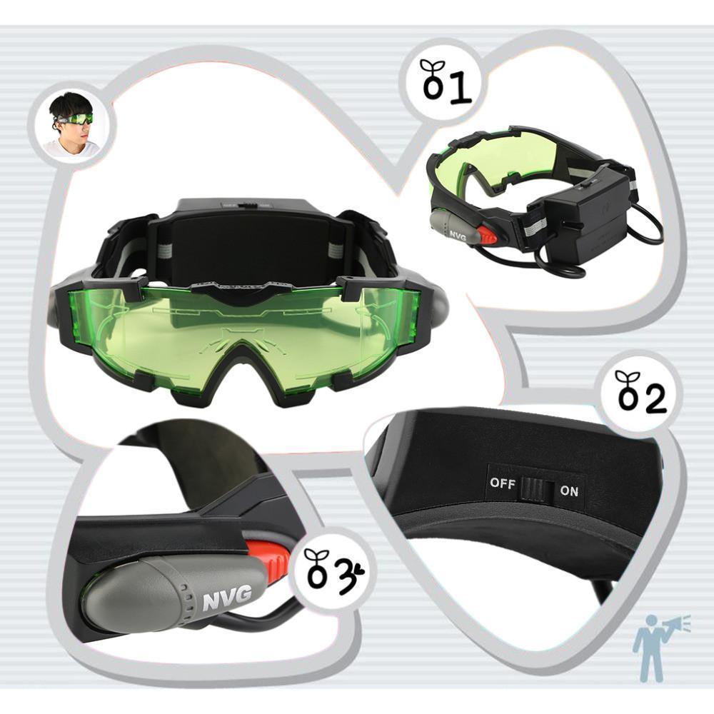 Adjustable Night Vision Goggles ( 25 Feet ) with Flip-out Lights Green Lens