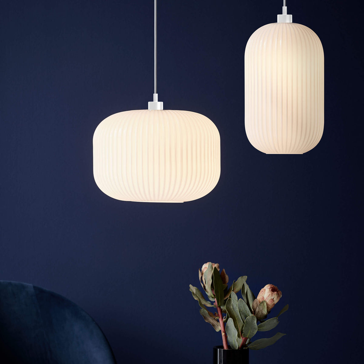 Milford 30 Pendant Light, Opal/White