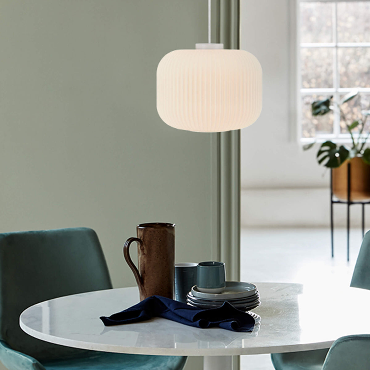 Milford 30 Pendant Light, Opal/White