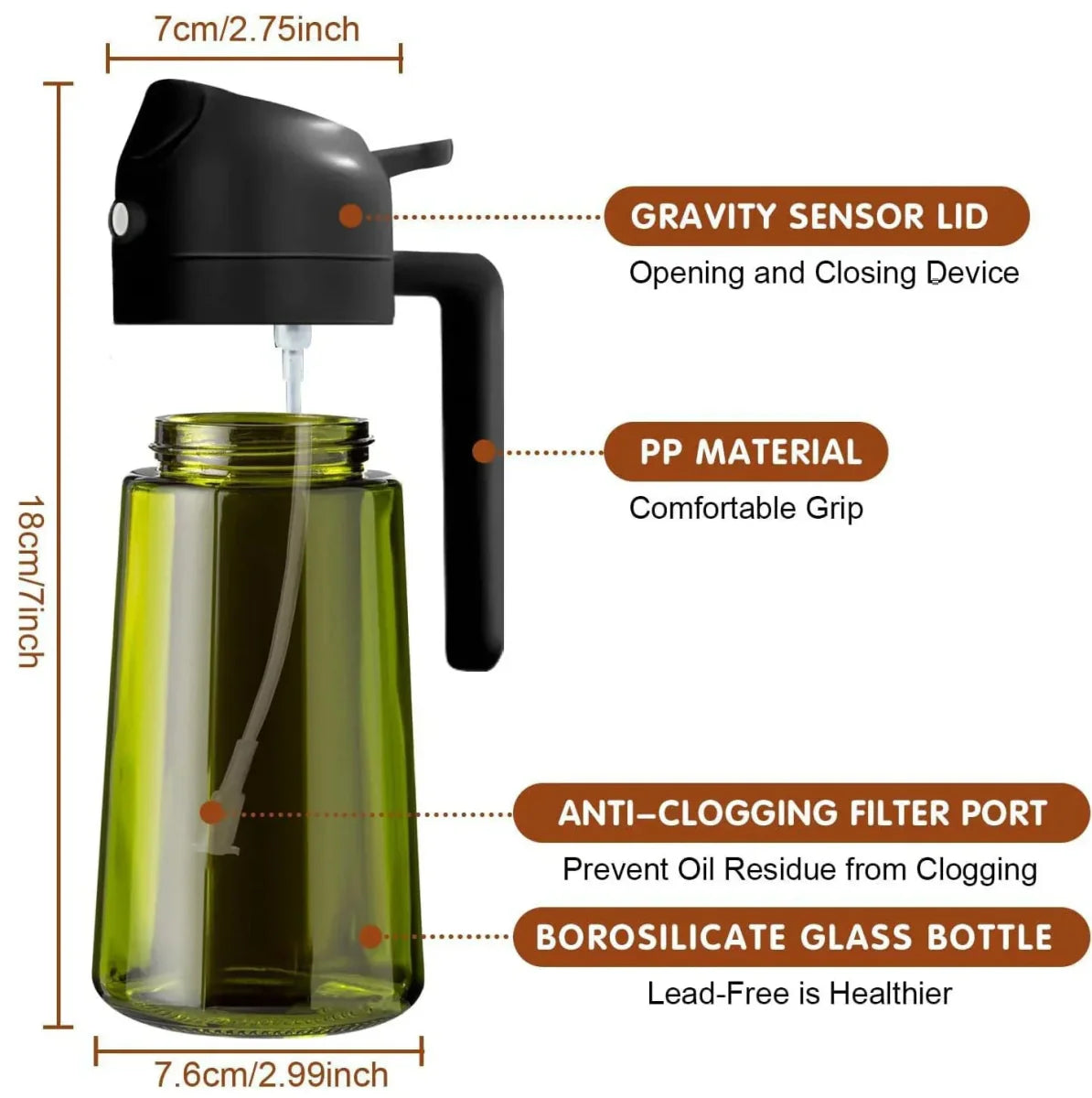 NUTRIMIST – Healthy Cooking Oil Sprayer with Dark Glass Design