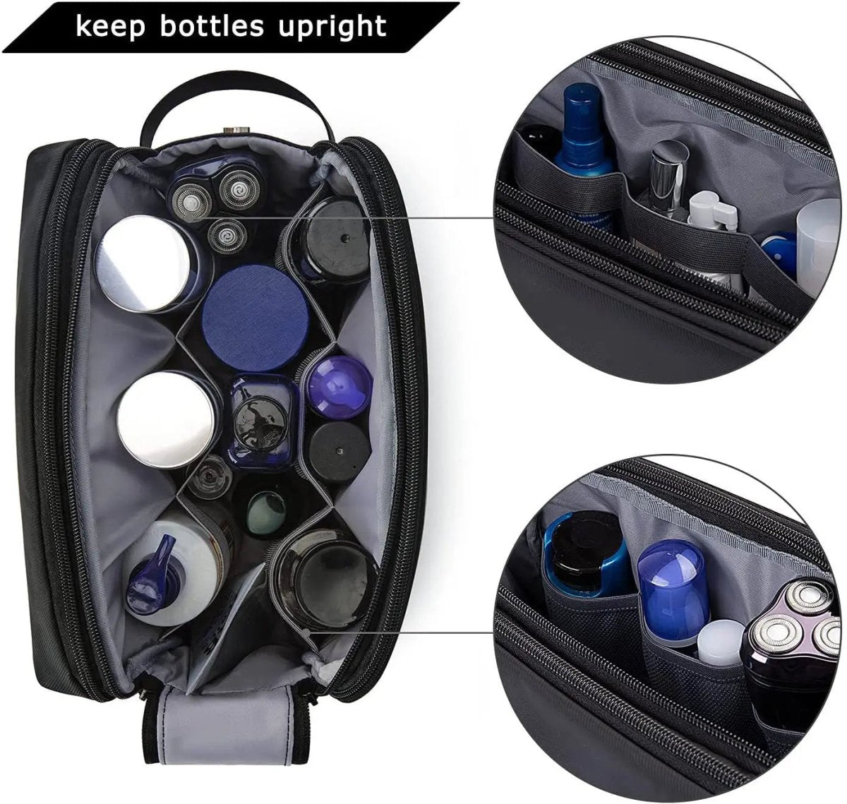 PACKWISE – Men’s Large Travel Toiletry Bag Water-Repellent Double Zipper Design