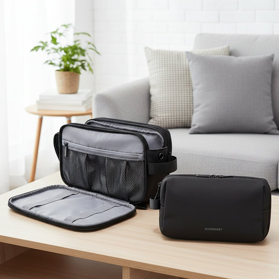 PACKWISE – Men’s Large Travel Toiletry Bag Water-Repellent Double Zipper Design