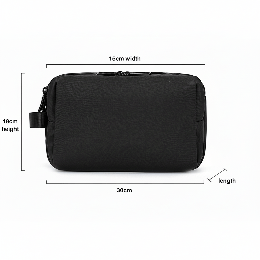 PACKWISE – Men’s Large Travel Toiletry Bag Water-Repellent Double Zipper Design