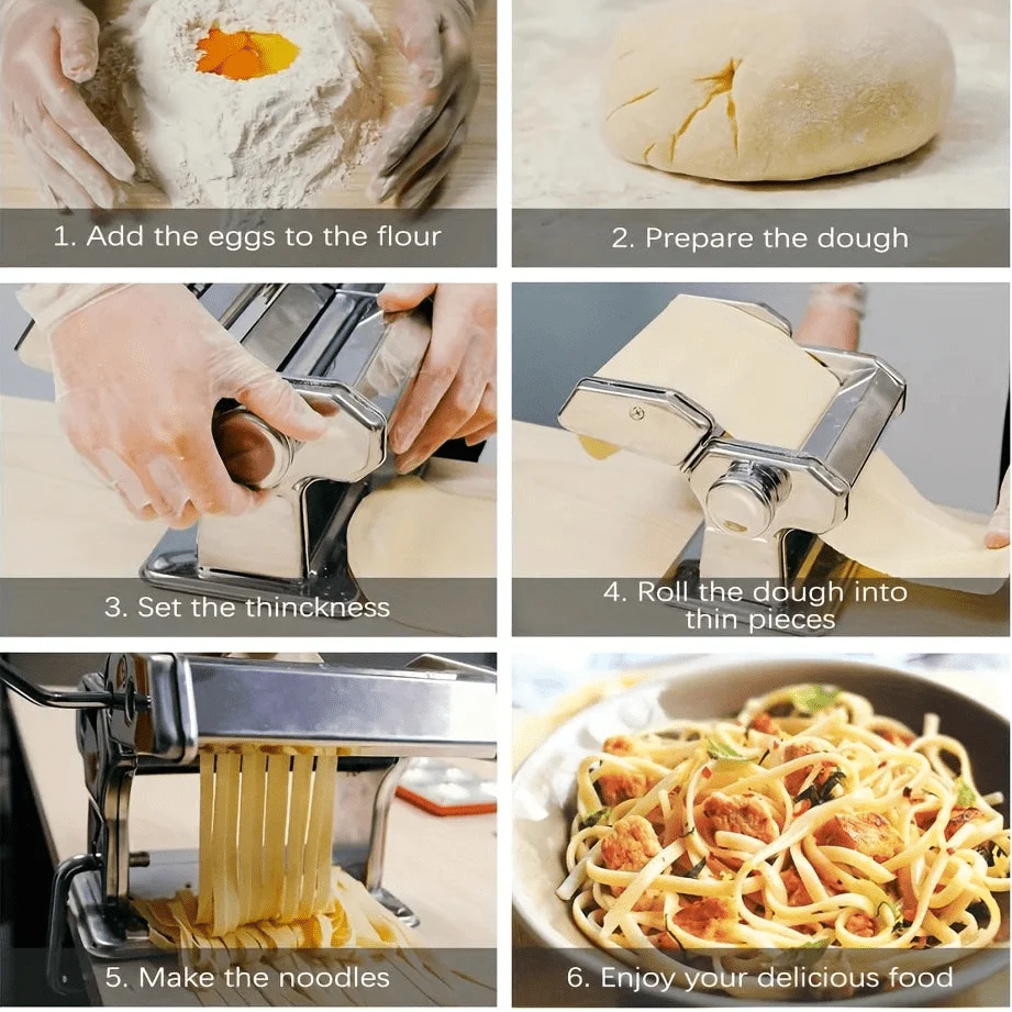 PASTACRAFT – Manual Pasta Maker Machine with 7 Thickness Settings for Homemade Pasta