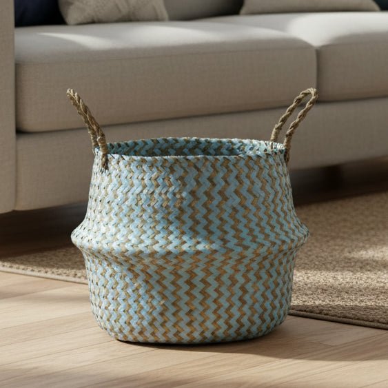 PLANTORA – Boho Handmade Wicker Basket Collapsible Flower Pot Organizer