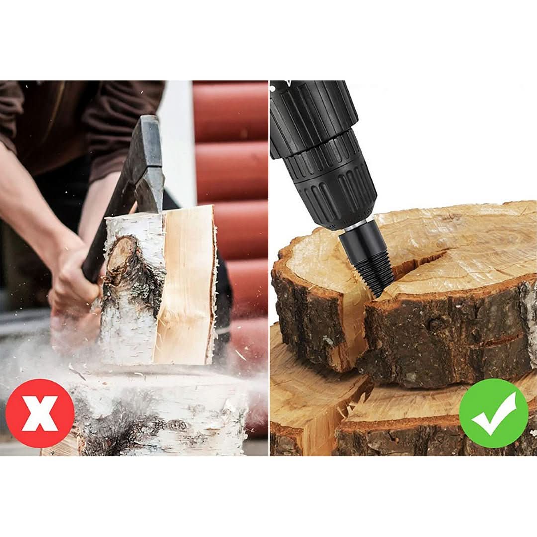 POWERSPLIT – High-Precision Wood Splitter Tool with Carbon Steel Drill & 3 Shafts