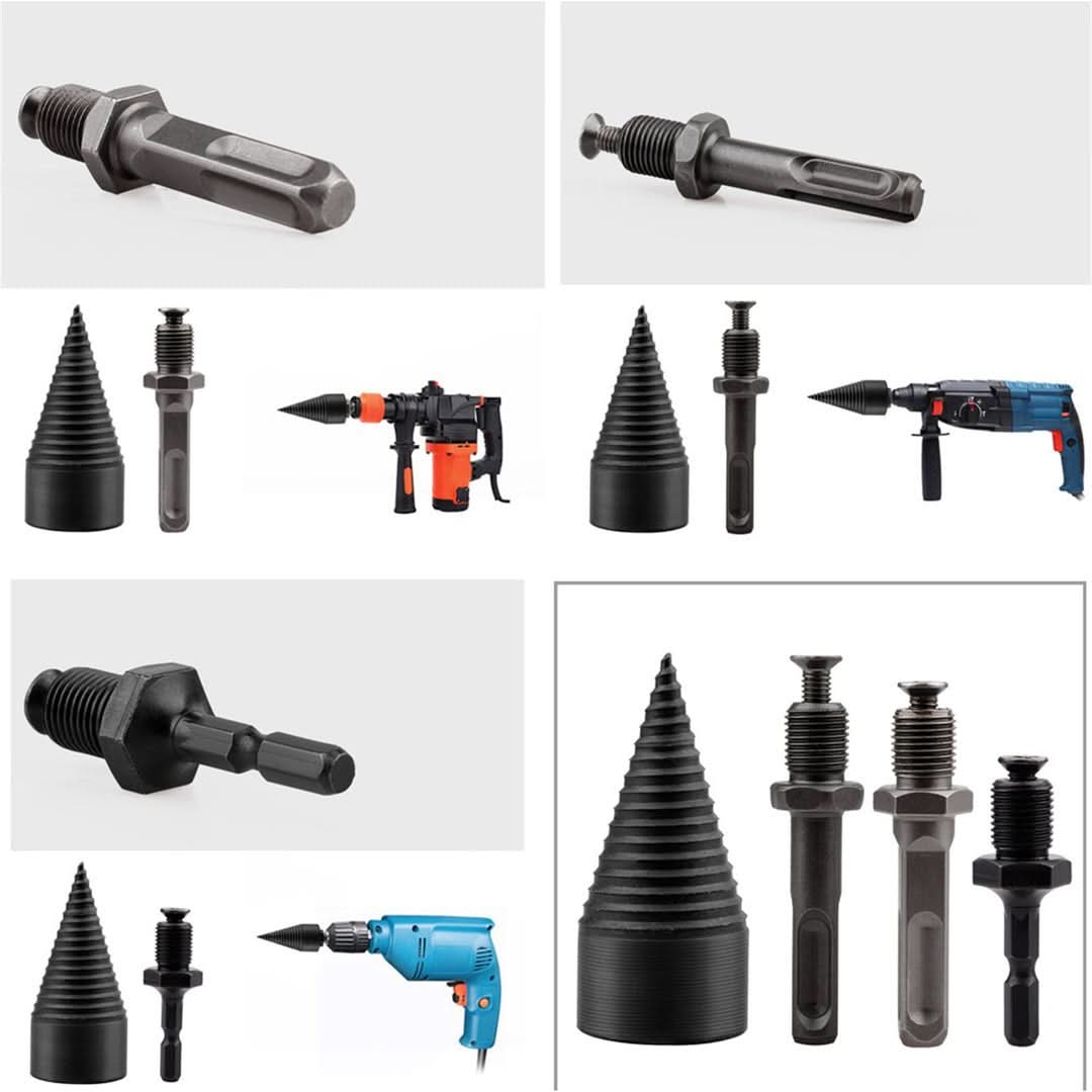 POWERSPLIT – High-Precision Wood Splitter Tool with Carbon Steel Drill & 3 Shafts