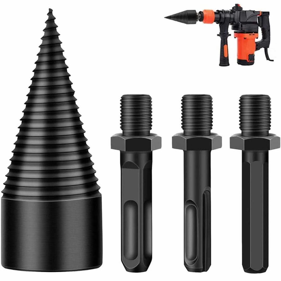 POWERSPLIT – High-Precision Wood Splitter Tool with Carbon Steel Drill & 3 Shafts