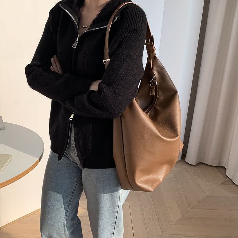 PUFFYPOUCH – Soft PU Leather Dumpling Tote for a Playful, Chic Look