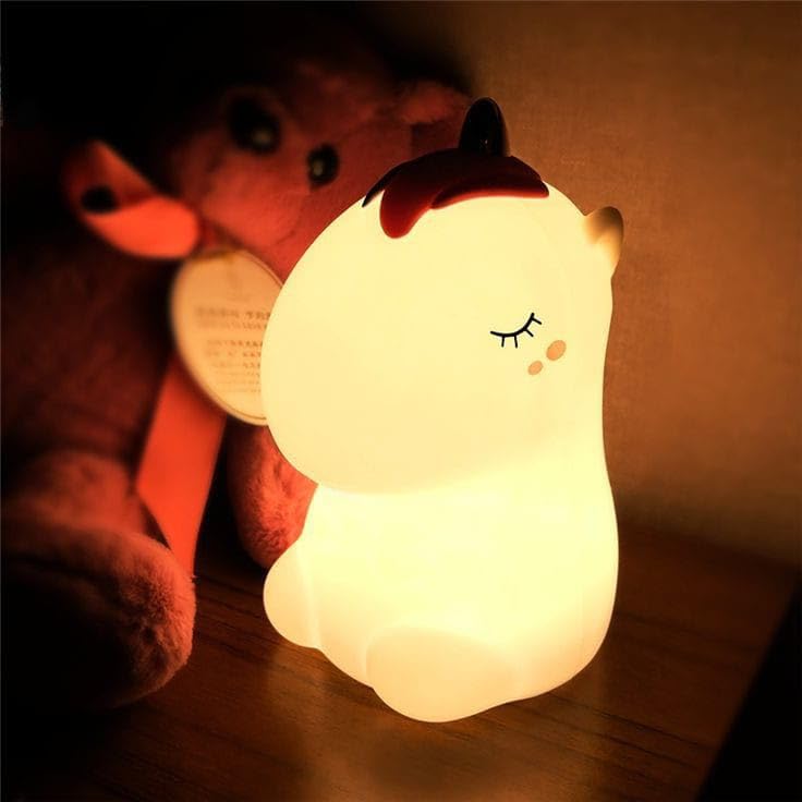 Silicone Unicorn Night Lamp | Rechargeable LED with Warm White Light