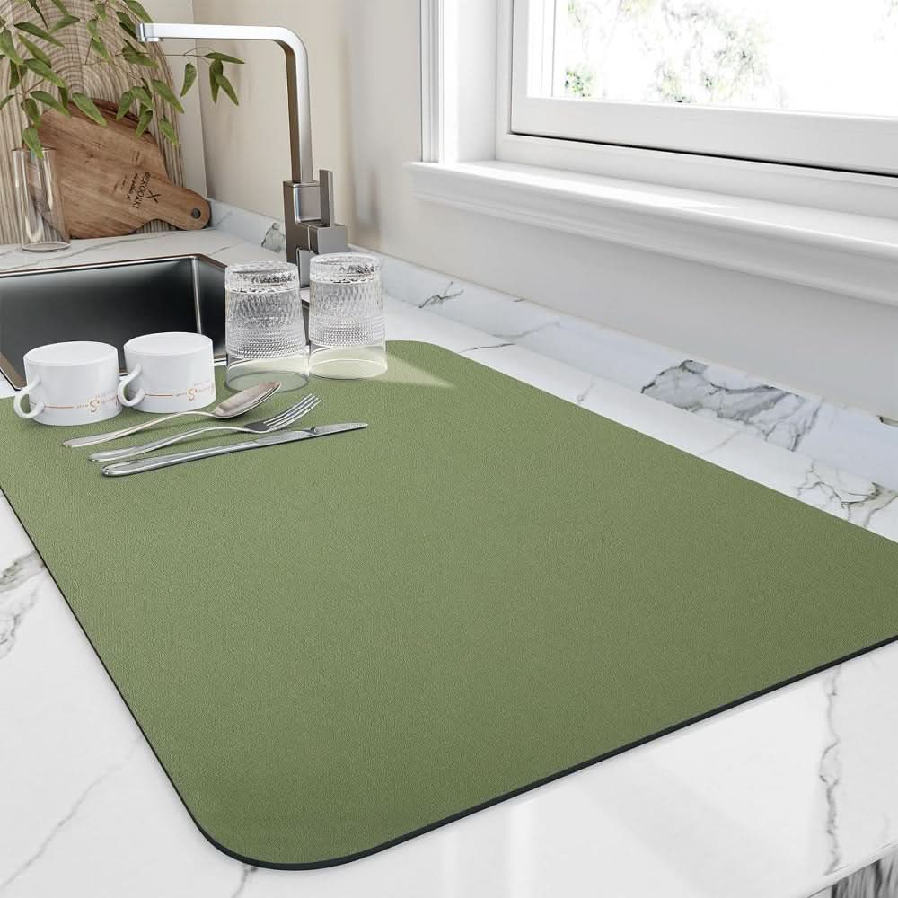 Quick-Dry Dish Mat – Super Absorbent Diatomite for Fast Drying in 10 Minutes