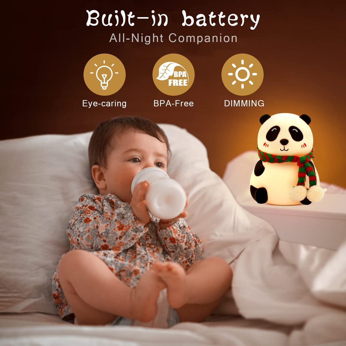 Cute Panda Silicone Night Lamp | Soft Glow LED Lamp for Kids' Bedrooms