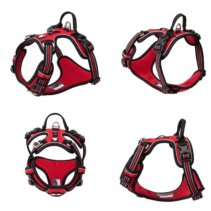 Reflective Nylon Dog Harness - Adjustable No-Pull Pet Vest with Padded Safety Straps for Small to Large Dogs - Night Visibility Walking Gear