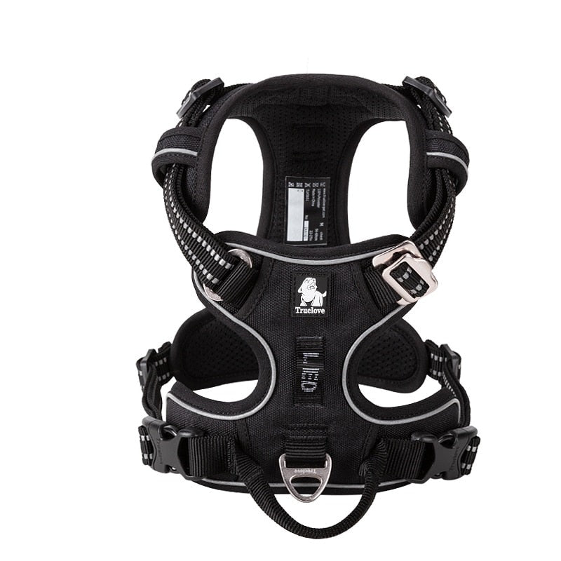 Reflective Nylon Dog Harness - Adjustable No-Pull Pet Vest with Padded Safety Straps for Small to Large Dogs - Night Visibility Walking Gear