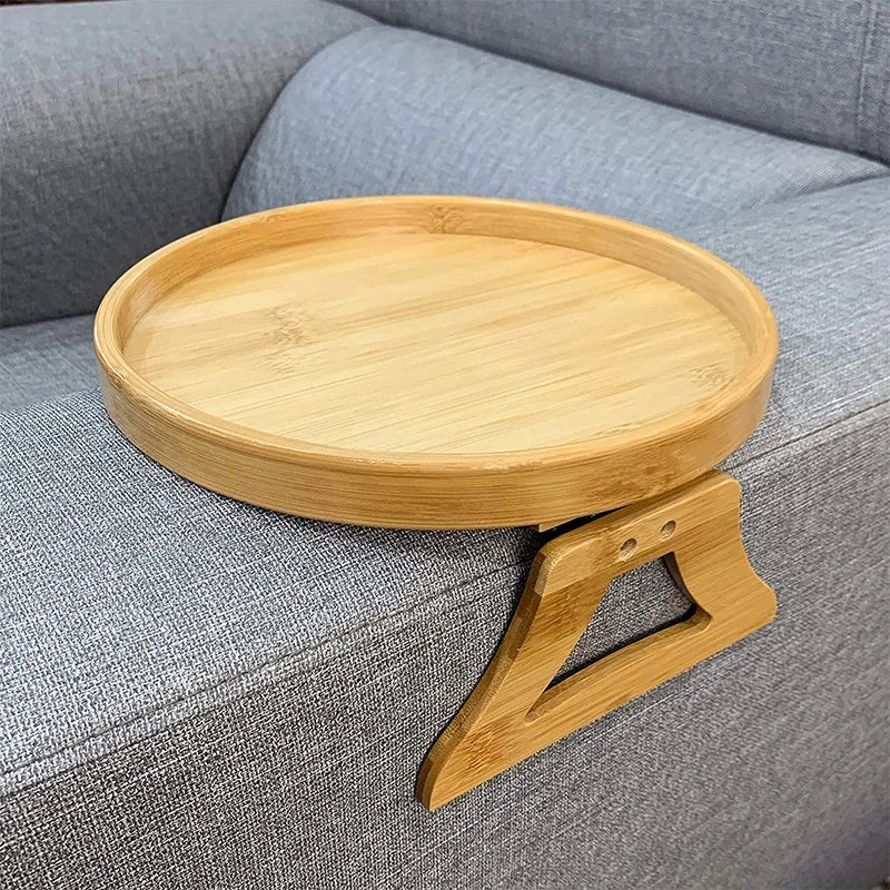 RESTTRAY – Clip-On Wooden Armrest Tray for Convenient Snack & Drink Holding