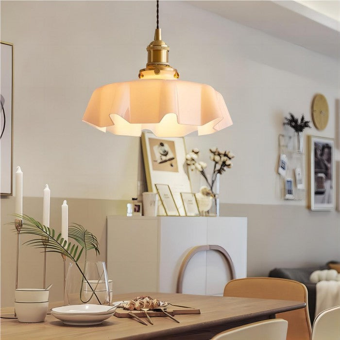 Retro Glass Flower Cream Hanging Lamp