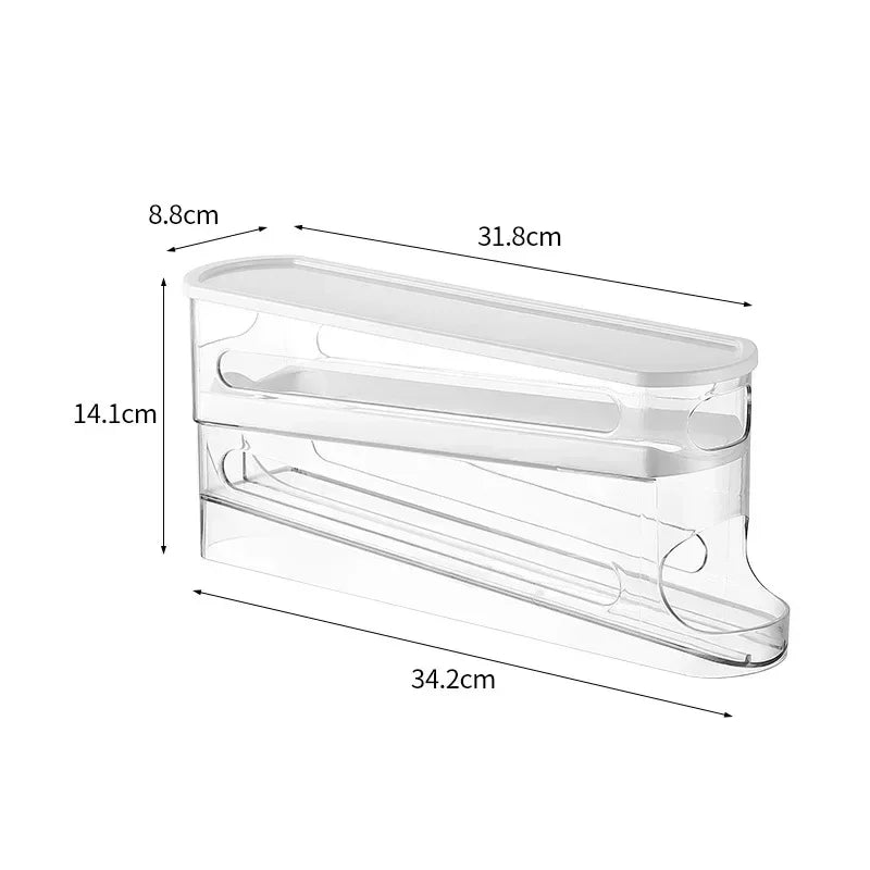 ROLLSTACK – Automatic 2-Layer Rolling Egg Organizer for Refrigerators