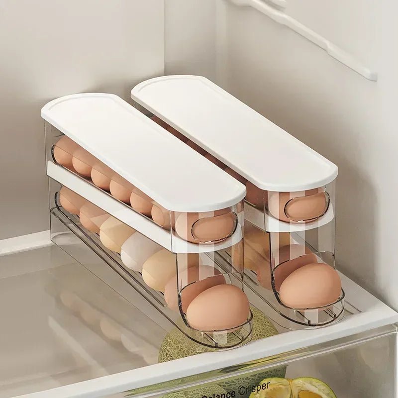 ROLLSTACK – Automatic 2-Layer Rolling Egg Organizer for Refrigerators
