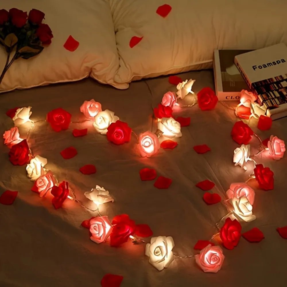 ROMANTICA – Artificial Rose Fairy Lights Battery-Operated for Valentine’s Day and Soft Romantic Lighting
