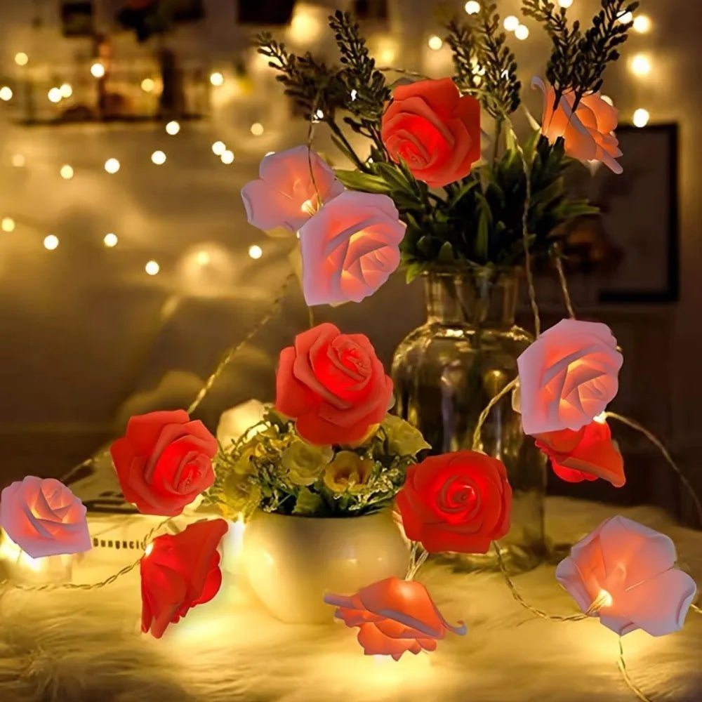 ROMANTICA – Artificial Rose Fairy Lights Battery-Operated for Valentine’s Day and Soft Romantic Lighting