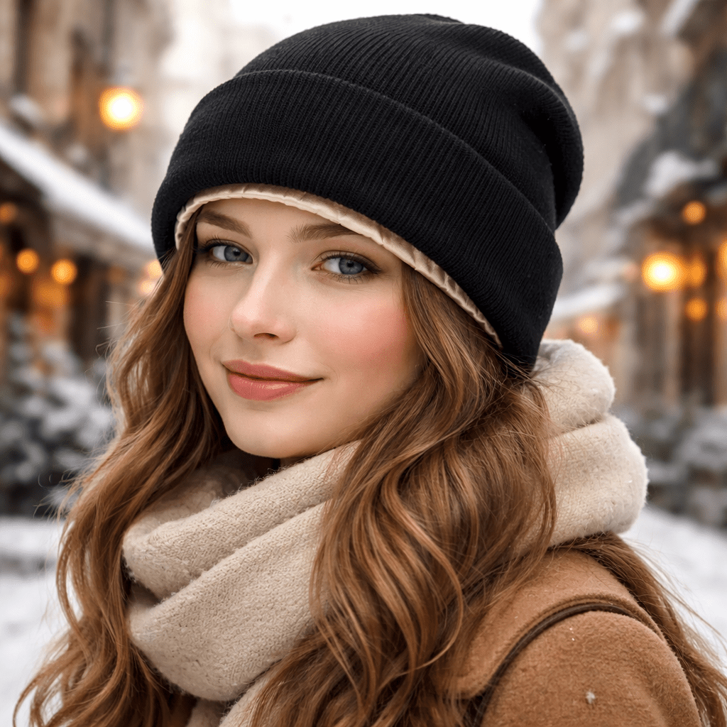 SATINY – Satin-Lined Beanie for Hair Protection & Everyday Comfort