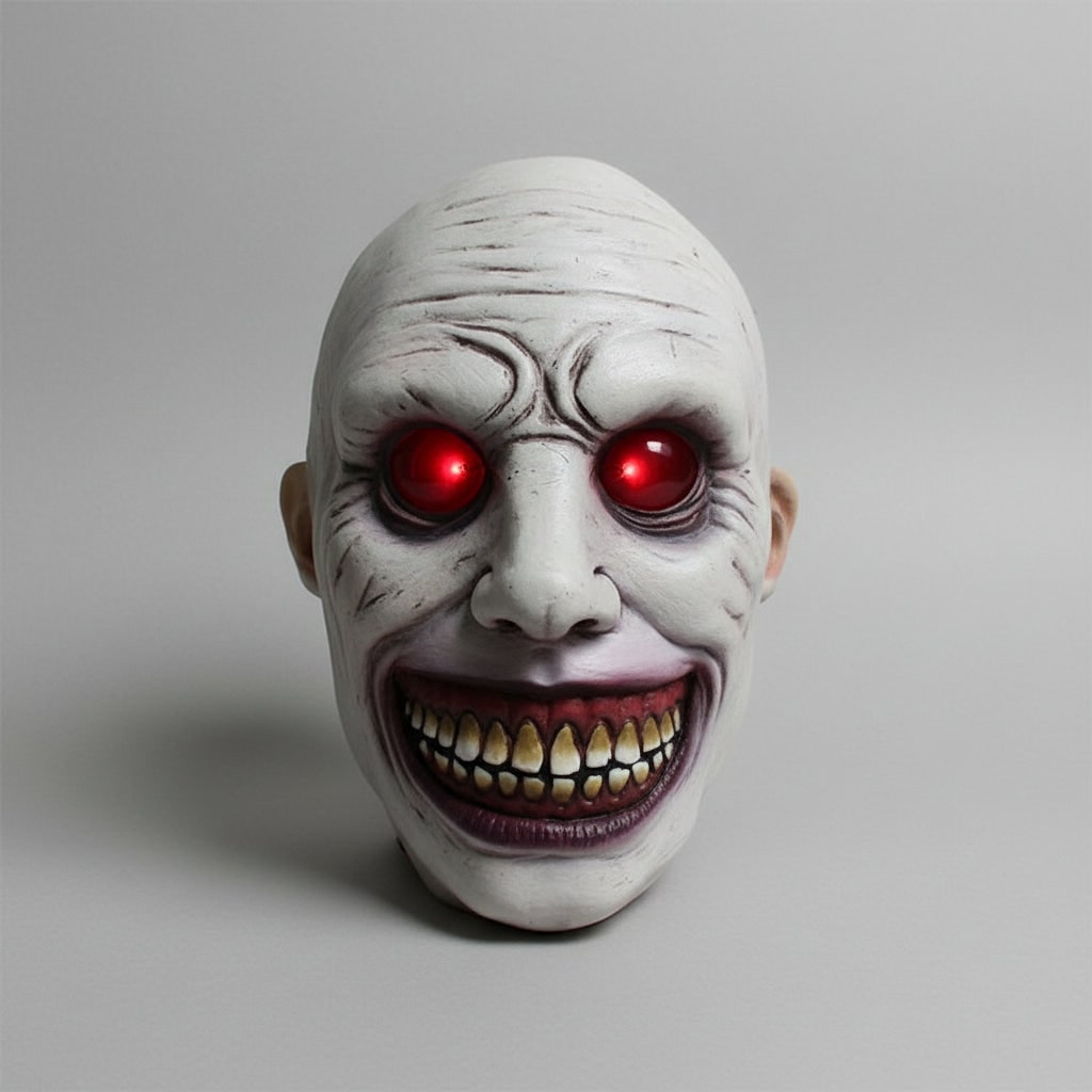 Scary Halloween Mask Creepy Latex Horror with LED and Adjustable Strap for Costume Party