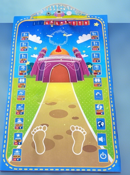 Interactive Prayer Mat for Adults and Teenagers - Smart Educational Electronic Prayer Rug for Learning Muslim Prayers with Guided Light Symbols