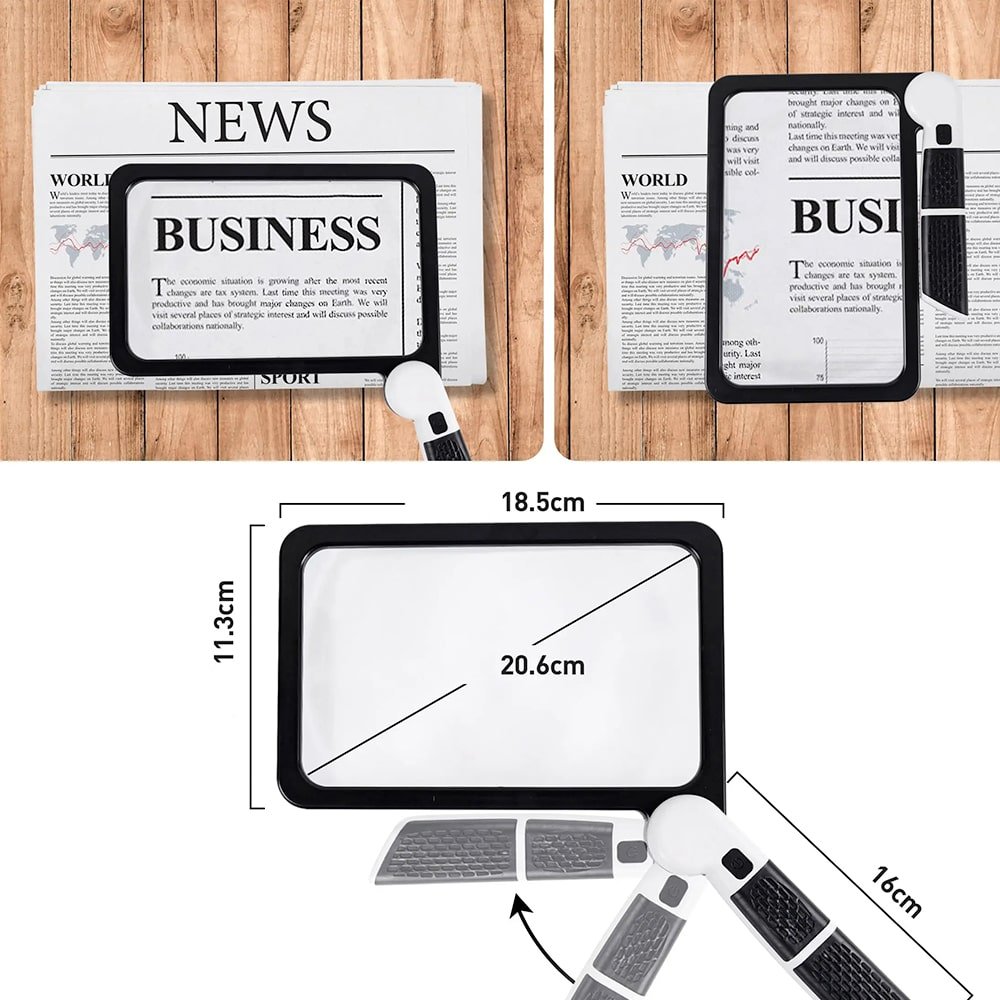 SHARPVIEW – 5x LED Handheld Magnifier for Reading Small Print