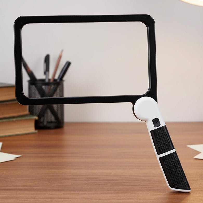 SHARPVIEW – 5x LED Handheld Magnifier for Reading Small Print