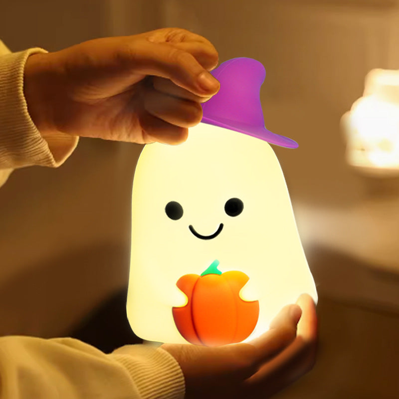 Squishy Silicone Ghost Pumpkin LED Night Light - Perfect Gift for Kids and Girls